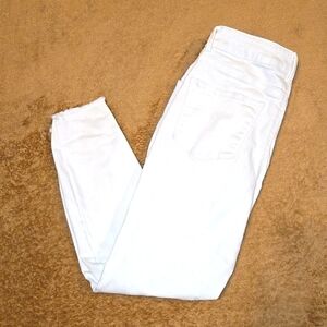 Maurices White High-rise Distressed Button Fly Jeans Size 10 Short